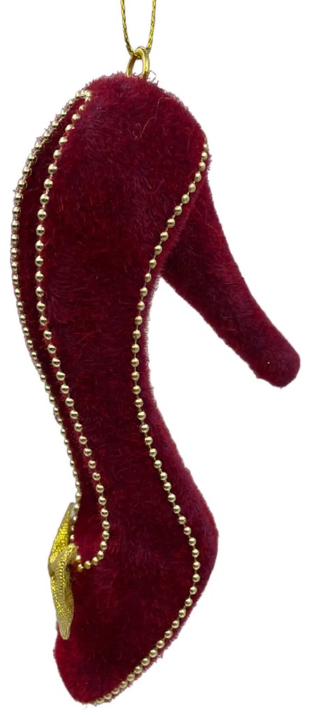 Ornament brad Craciun Pantof Charm 14cm, Burgundy