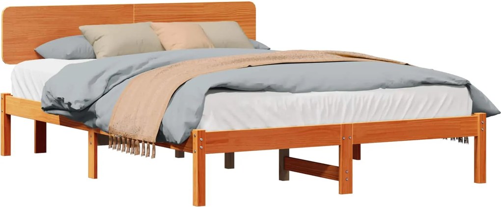 vidaXL Cadru de pat Maroniu cerat 150 x 200 cm Lemn de pin masiv