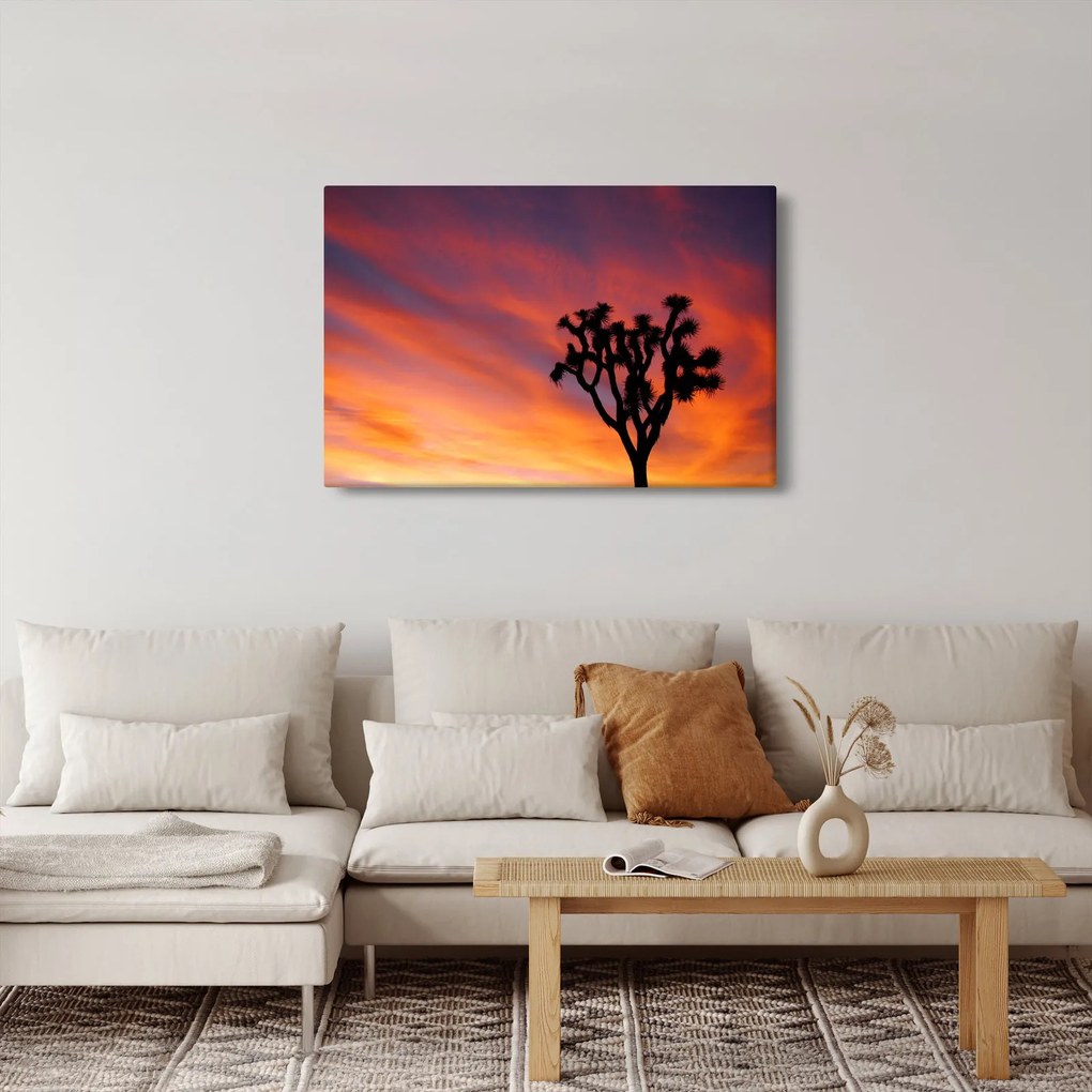 Tablou apus de soare deasupra siluetei unui copac (90x60 cm)