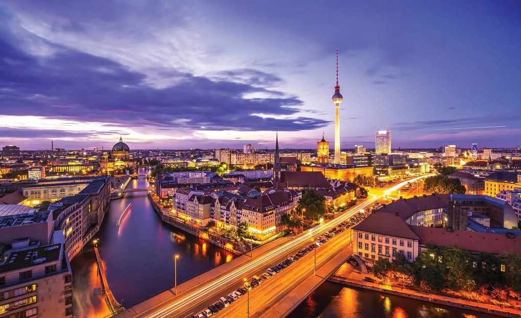 Fototapet - Panorama Berlinului noaptea (254x184 cm)