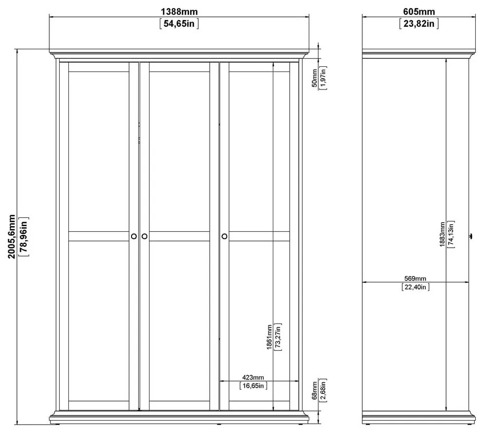 Șifonier gri 139x201 cm Paris – Tvilum