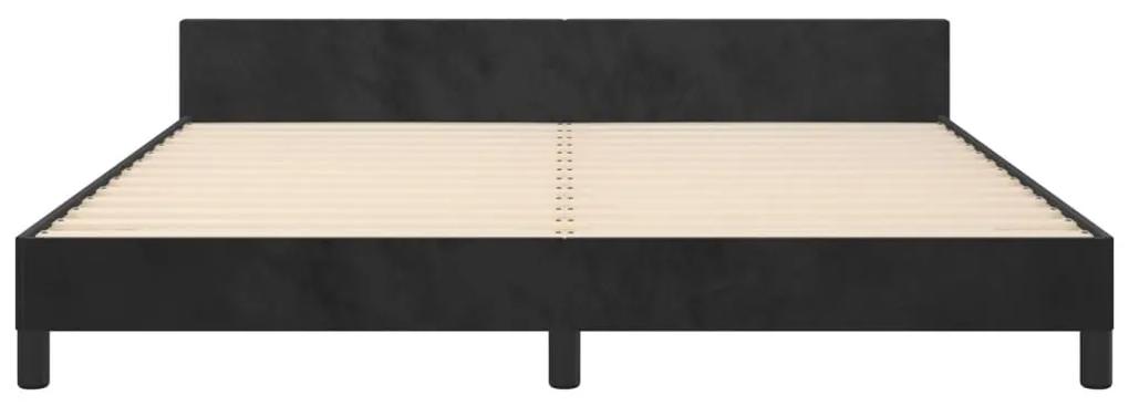 Cadru de pat cu tablie, negru, 160x200 cm, catifea Negru, 160 x 200 cm, Culoare unica si cuie de tapiterie