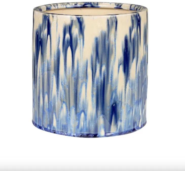 Vaza albastra/alba din ceramica 21 cm Ocean Low