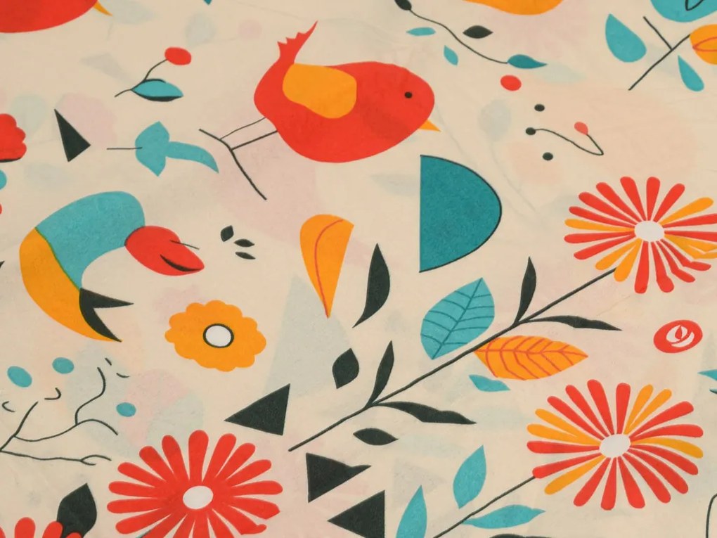Lenjerie de pat din bumbac RETRO BIRD colorata Dimensiune lenjerie de pat: 2 buc 70 x 90 cm | 200 x 220 cm
