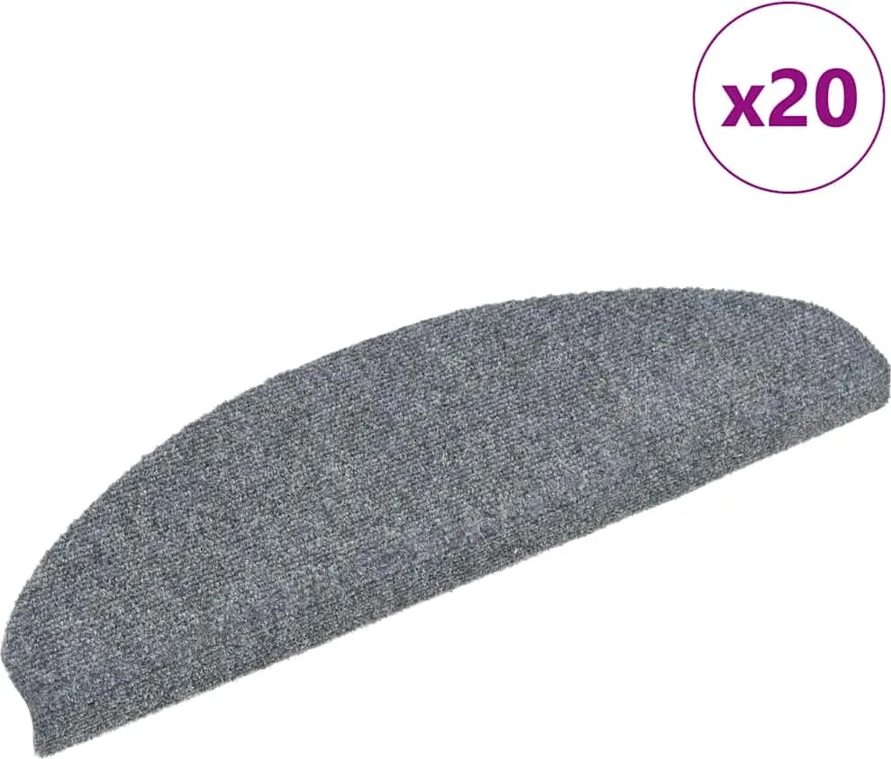 vidaXL Covorașe autoadezive pentru scări, 20 buc., 65x21x4 cm, gri deschis, semirotunde, mari