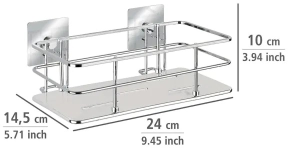 WENKO 23854800 - Poliță TURBO-LOC QUADRO ED., 24 x 14,5 cm, inox/crom lucios