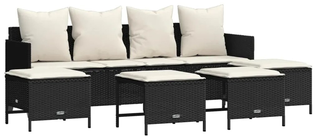 3261557 vidaXL Set mobilier de grădină cu perne, 5 piese, negru, poliratan