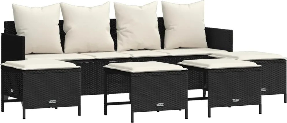 vidaXL Set mobilier de grădină cu perne, 5 piese, negru, poliratan