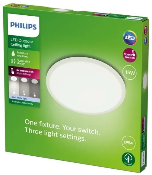Corp de iluminat LED pentru baie dimabil SUPERSLIM LED/15W/230V IP54 alb Philips