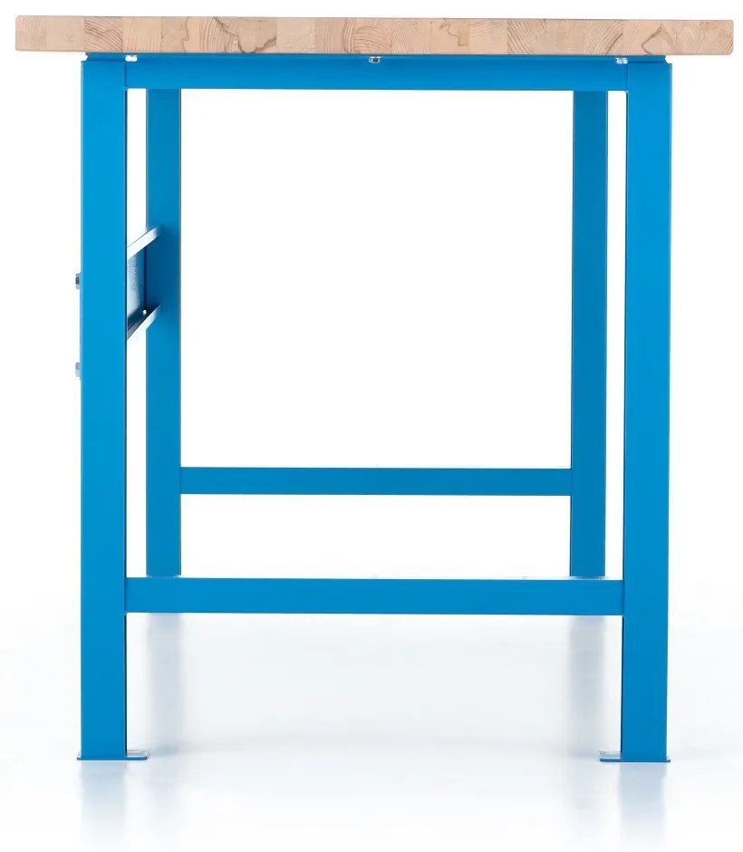 Masa de atelier cu placa frontala 200 x 80 cm, albastru - ral 5012