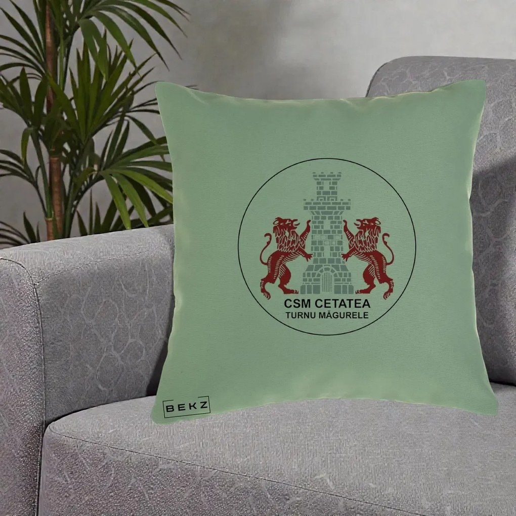 Perna Personalizata CSM Cetatea Turnu Magurele Fotbal, 40x40 cm, Verde, Husa Detasabila, Perna Inclusa, BEKZ®