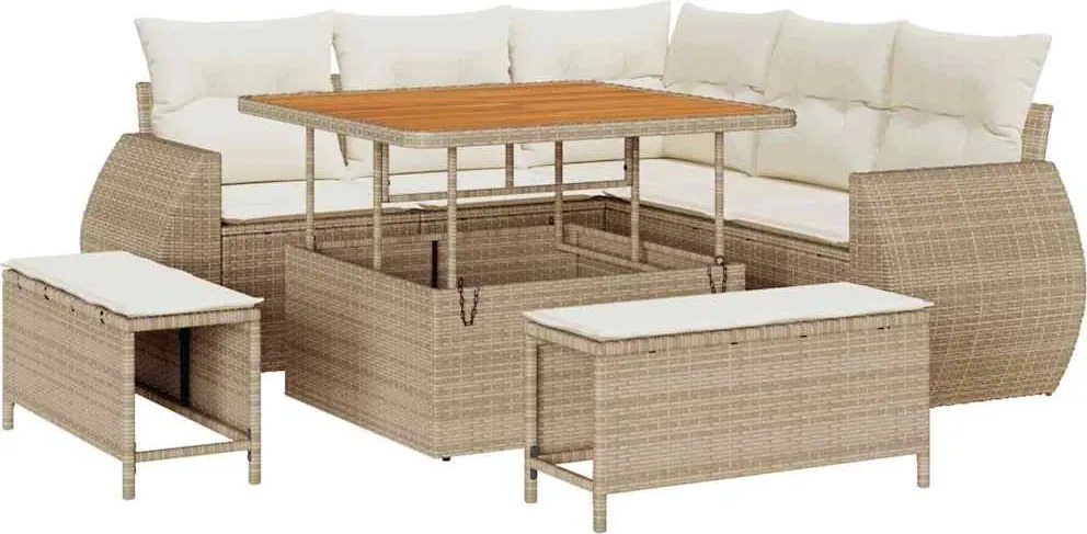 vidaXL Set de canapele pentru grădină 8 pcs Bej și crem poliratan