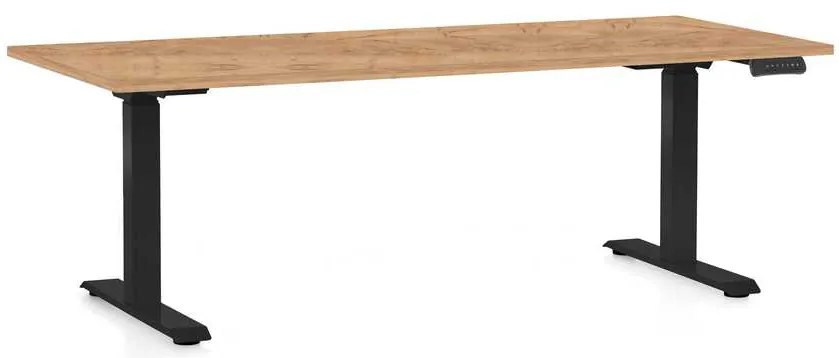 Masă înălțime reglabilă OfficeTech C, 180 x 80 cm, picioare negre, stejar kraft