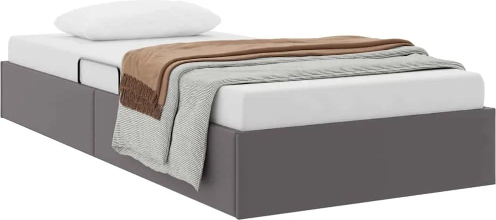 vidaXL Pat cu storage cu headboard Gri 90 x 200 cm Piele artificială