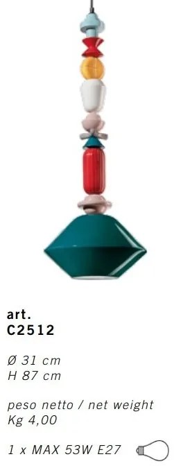 Pendul ceramic design italian realizat manual LARIAT H-87cm