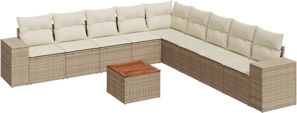 vidaXL Set canapele de grădină cu perne, 10 piese, bej, poliratan