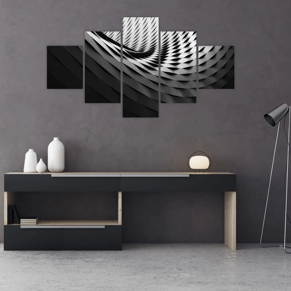 Tablou abstract - spirală alb neagră (125x70 cm), în 40 de alte dimensiuni noi