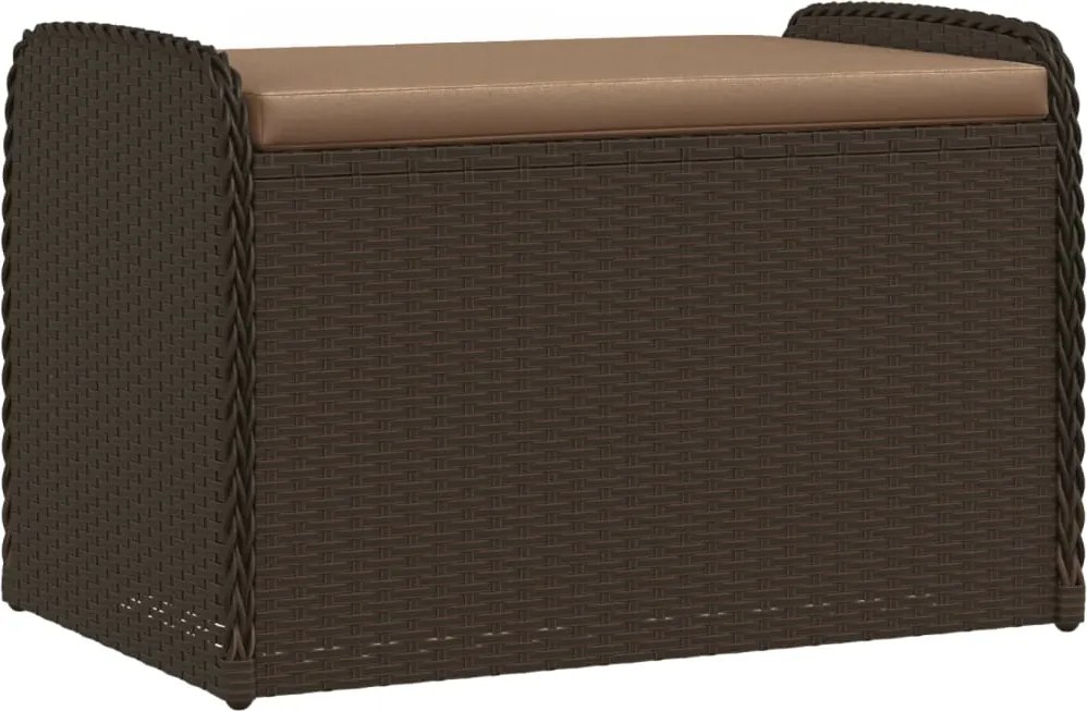 vidaXL Bancă de depozitare cu pernă, maro, 80x51x52 cm, poliratan
