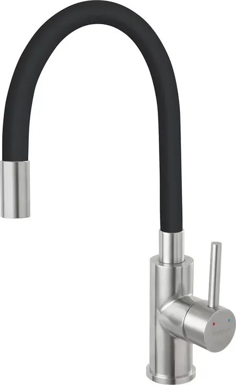 Baterie bucatarie cu pipa flexibila Ferro Zumba negru - inox