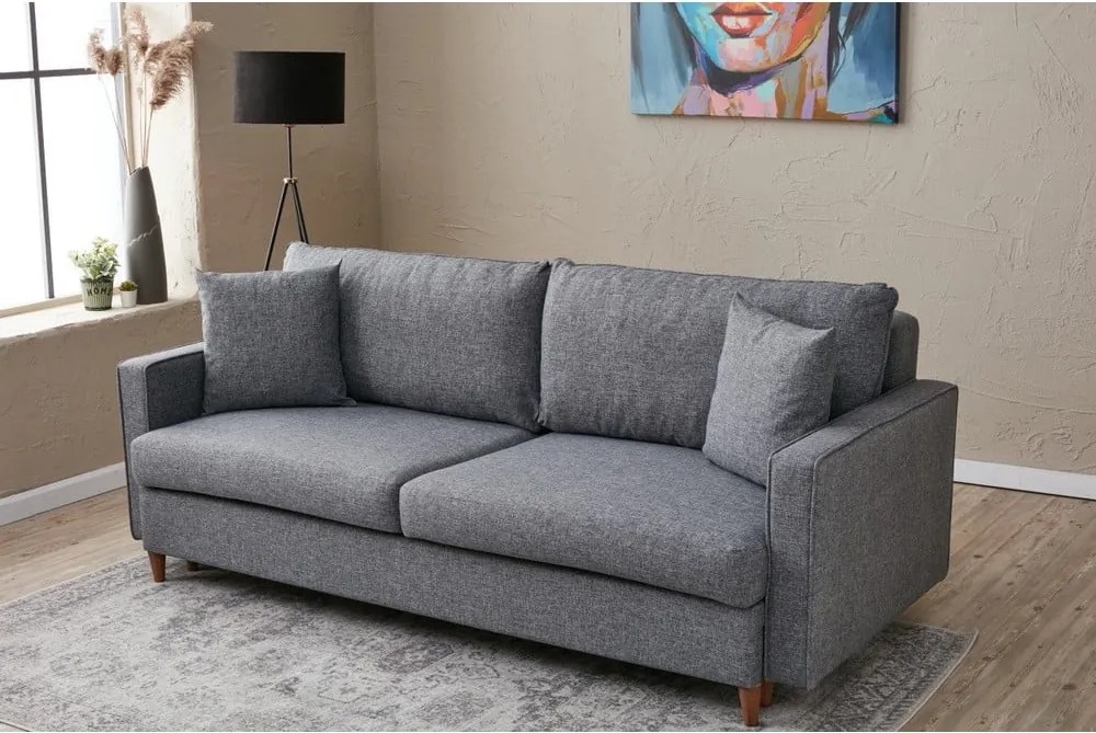 Canapea gri închis extensibilă 210 cm Eva – Balcab Home