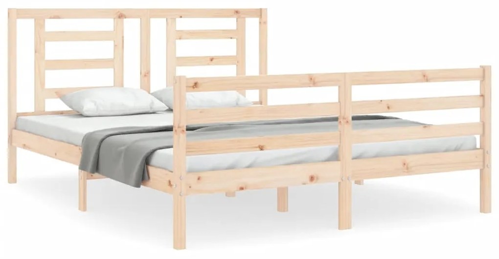 3194711 vidaXL Cadru de pat cu tăblie, 160x200 cm, lemn masiv