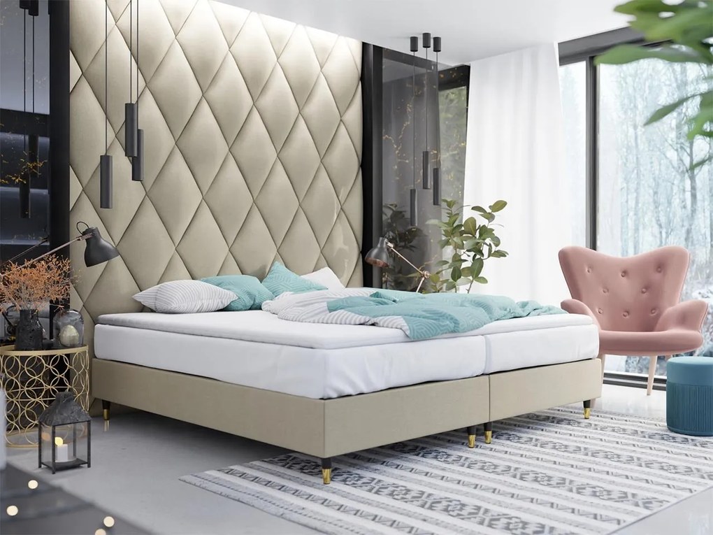 Pat matrimonial 180 cm Esterházy (Bej) (cu saltea). Promo -17%. 1069981