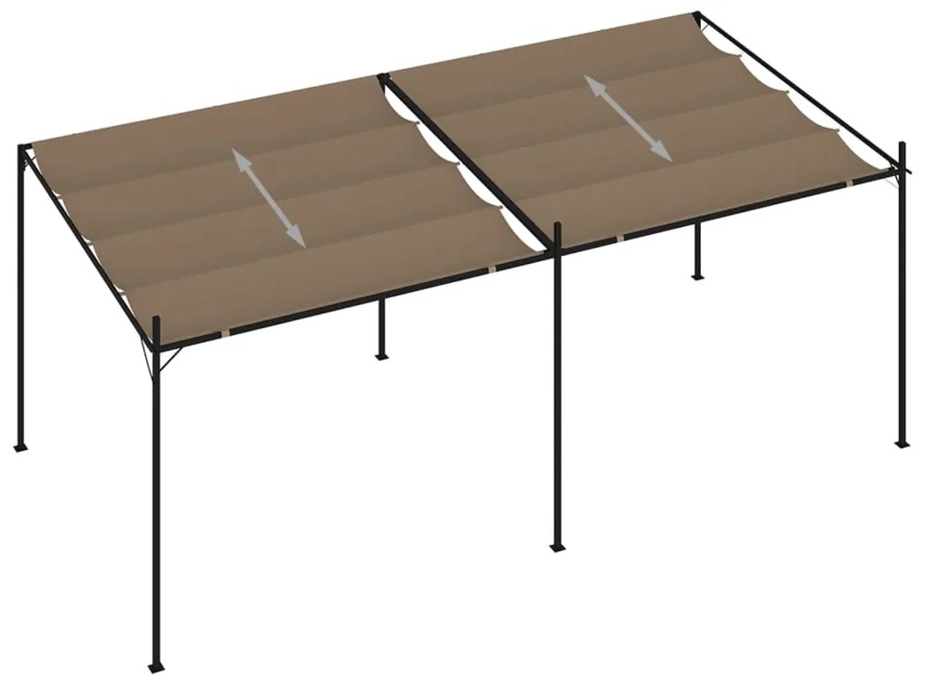 Pavilion cu acoperis retractabil, gri taupe, 600x300x233 cm Gri taupe, 600 x 300 x 233 cm