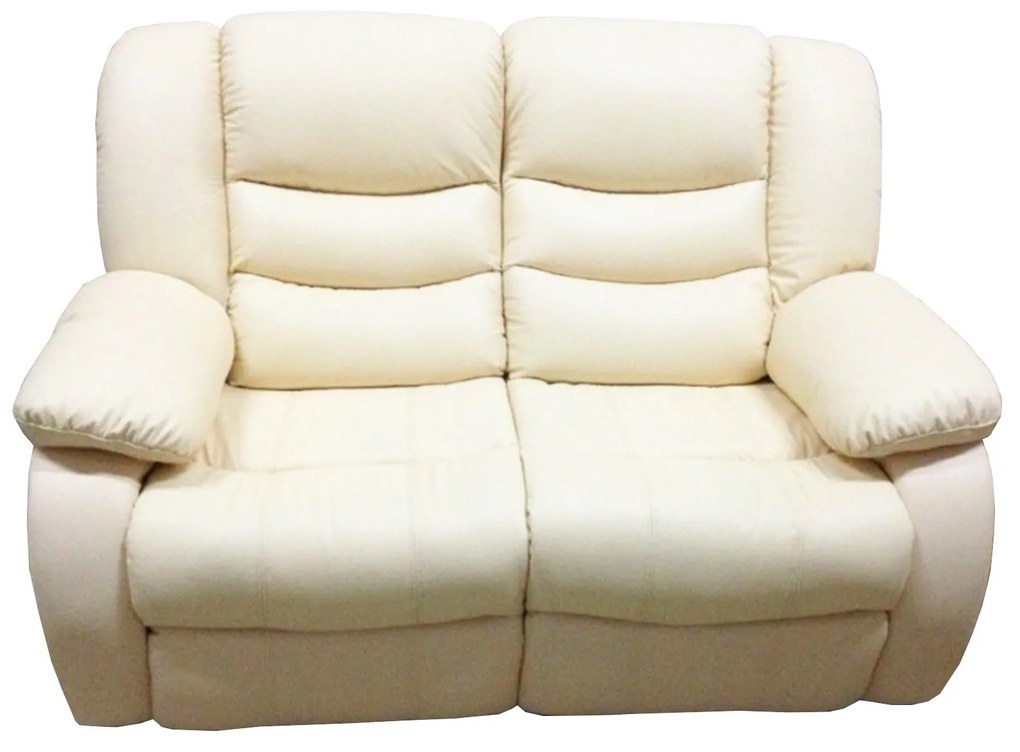 Set Canapea 2 locuri si un fotoliu cu recliner Jadine din piele 1-3 Zile, Alb