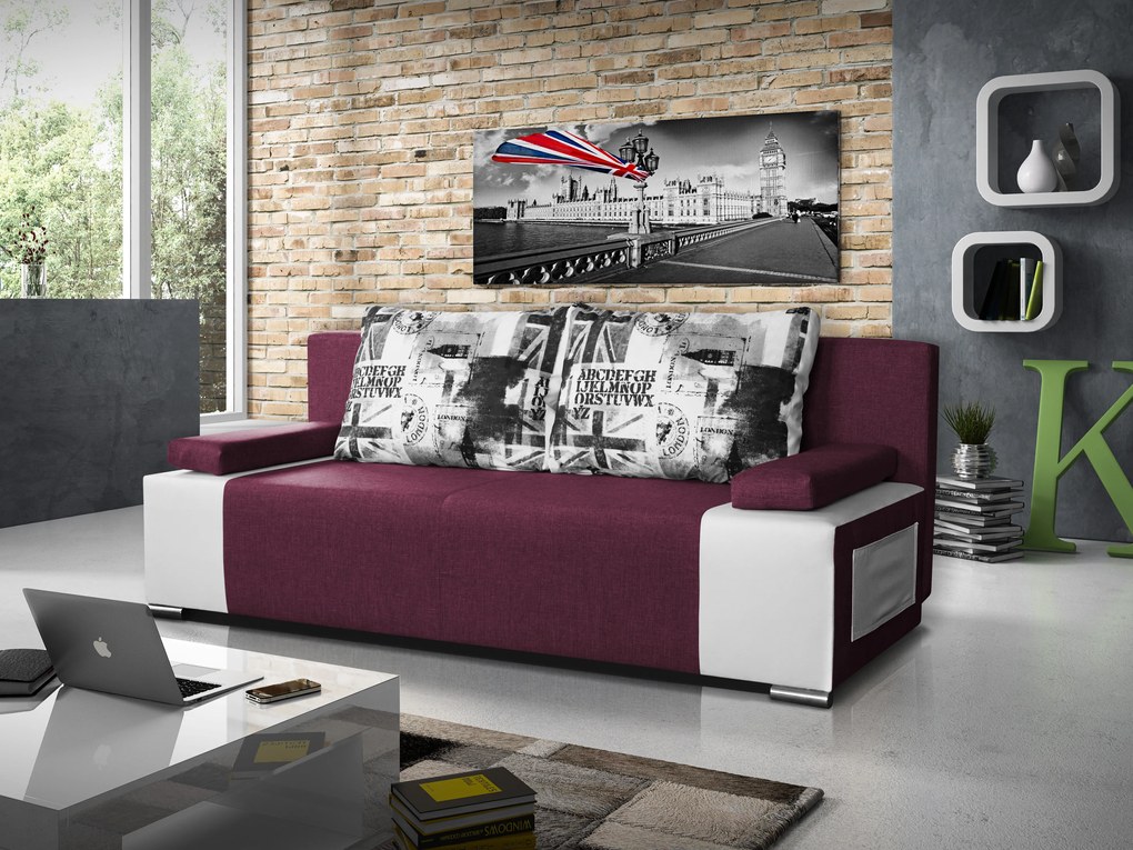 Canapea trei locuri Raggo (Violet+ Alb). 1030858