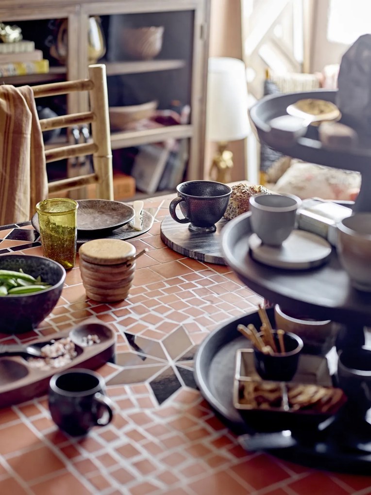 Ceașcă din ceramică, bronz, cu margine neregulată, finisaj cu glazură reactivă, 7,5 x 10 cm, „Linne”