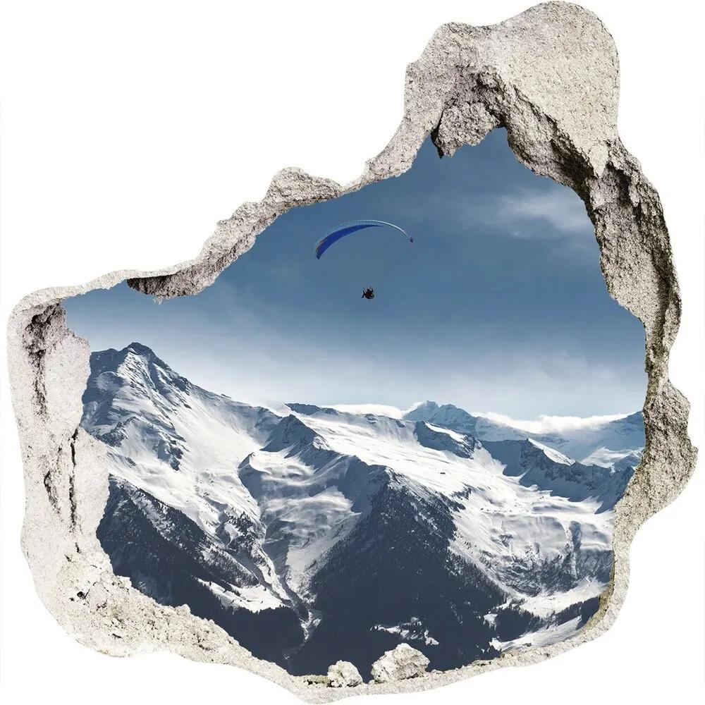 Fototapet 3D gaură în perete Parapantism Alpi
