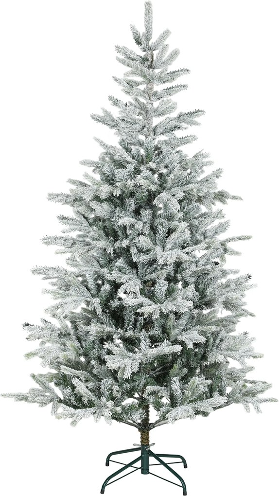 HOMCOM Brad de Crăciun Înnăpezit Înalt de 180 cm cu Bază Metalică Pliabilă Verde | Aosom Romania