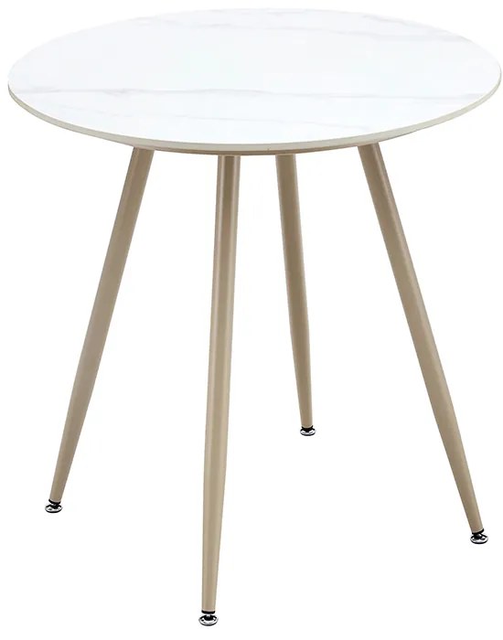 Masa de dining rotunda cu picioare bej MELODY 70x70, alb