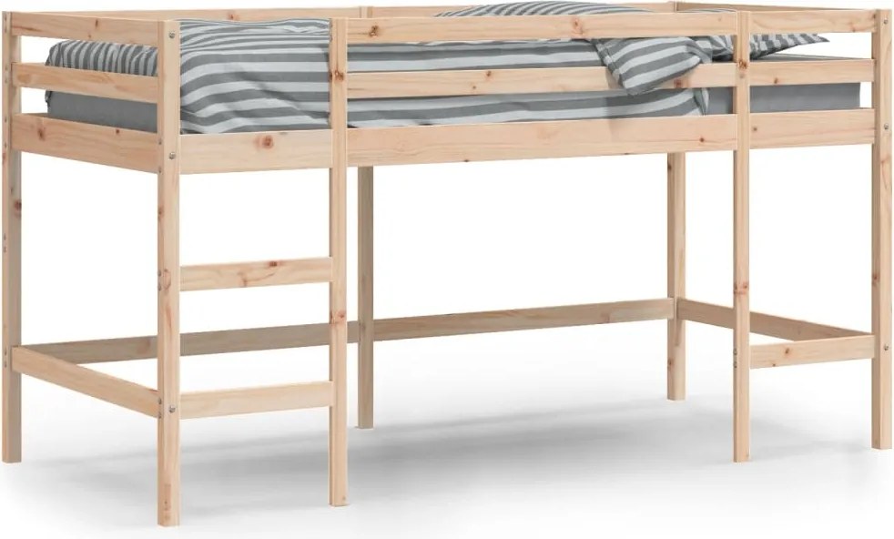 vidaXL Pat etajat de copii cu scară, 90x200 cm, lemn masiv pin