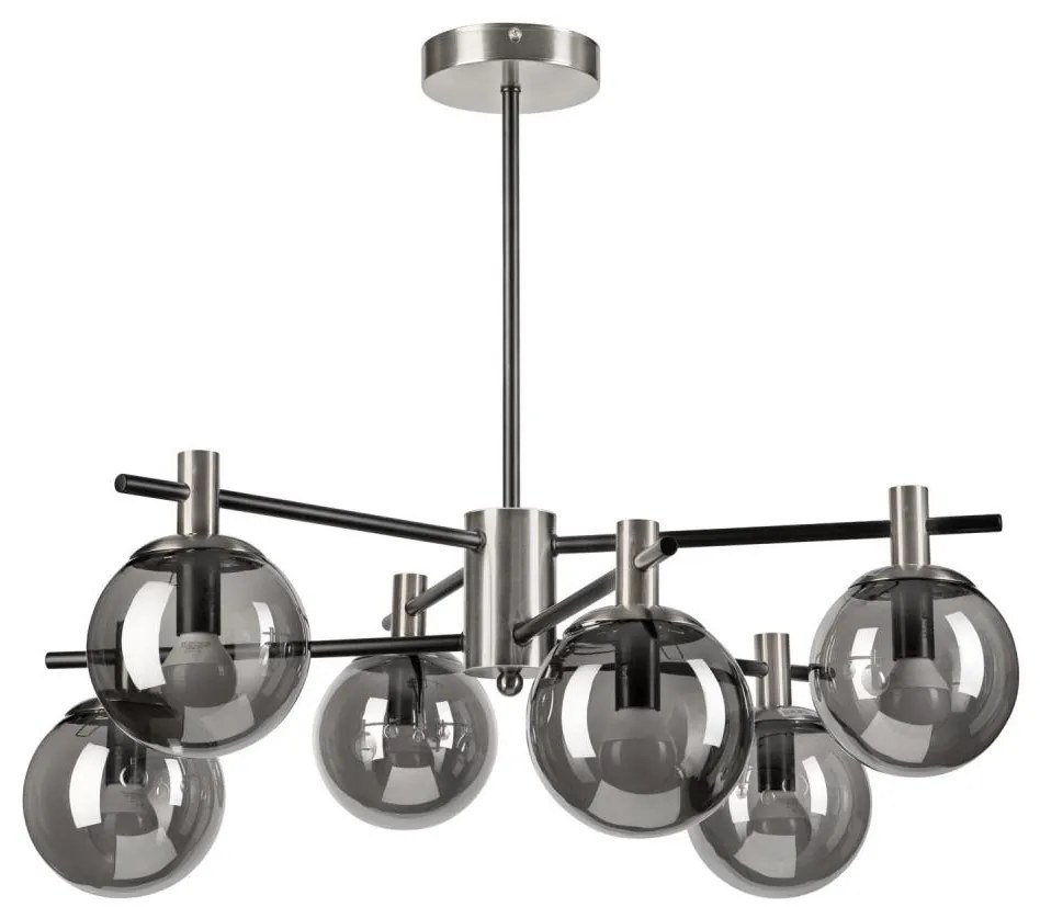 Lustră pe tijă LILOU 6xE14/5W/230V crom mat/fumuriu