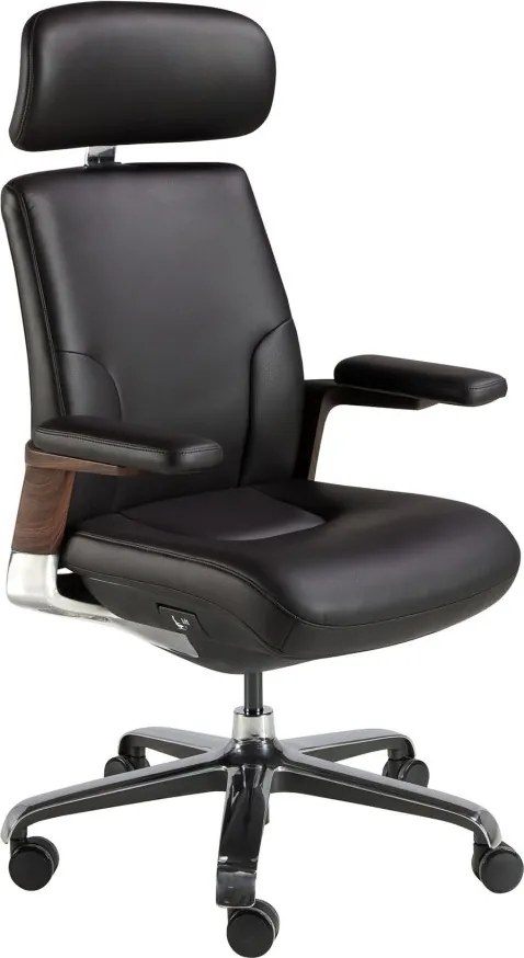 Scaun de birou modern piele sintetica si furnir de nuc Black