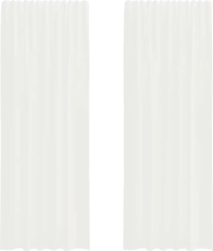 vidaXL Perdele Voile cu buzunare pentru bare 2 buc Alb