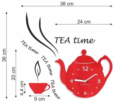 Ceas decorativ de bucătărie Tea Time Gri