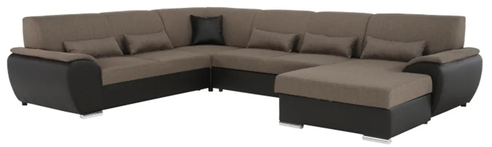 Colţar în formă de U, material textil maro/piele ecologică maro, dreapta, EMILY U