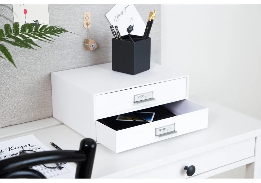 Organizator cu 2 sertare pentru documente Bigso Box of Sweden Birger, 33 x 22,5 cm, alb