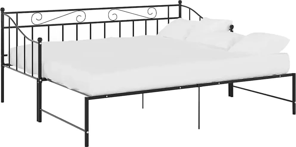 vidaXL Cadru pat canapea extensibilă, negru, 90x200 cm, metal