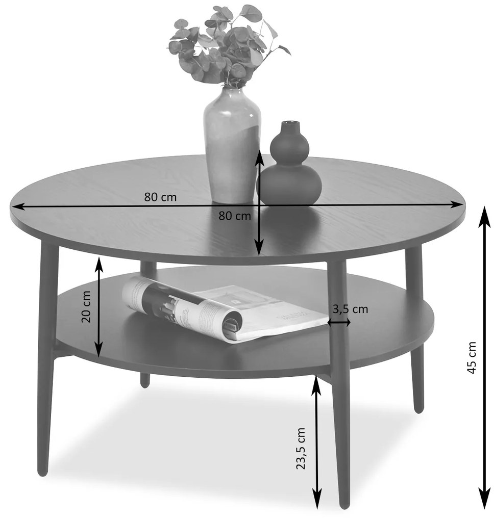 Măsuță de cafea Randolf Xl (alb + negru). 1111697