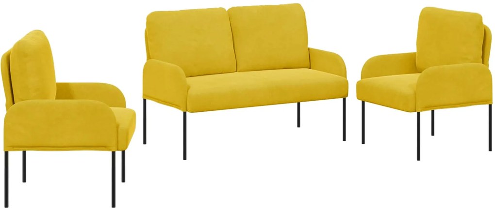 vidaXL Seturi de canapele 3 pcs Galben 115 x 56 x 80 cm placaj