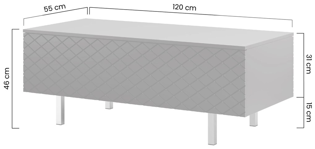 Măsuță de cafea Scalia II 120 2K cu spațiu de depozitare - negru mat / picioare negre