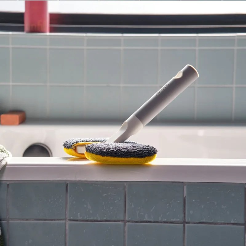 Mop diferite suprafete 2in1 Joseph Joseph CleanTech 6500012, 18,5 cm, Maner cu prindere moale, Gri/Galben