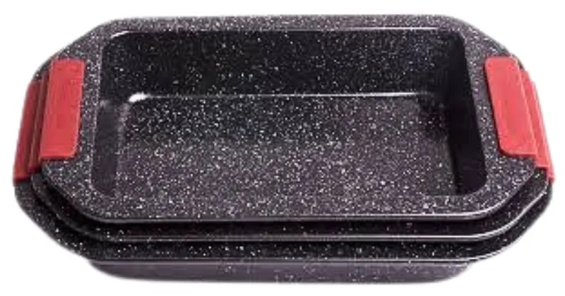 Set 3 Tavi de Copt cu Manere din Silicon Detasabile Acoperire cu Marmura Otel Carbon