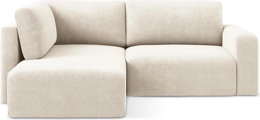 Colțar crem extensibil/cu spațiu de depozitare cu tapițerie din chenille (cu colț pe partea stângă/în formă de ”L”) Kona – Makamii