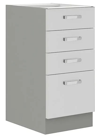 Dulap inferior de bucătărie cu sertare Metaluna 40 D 4S BB (Gri + lucios Alb) . 1103342