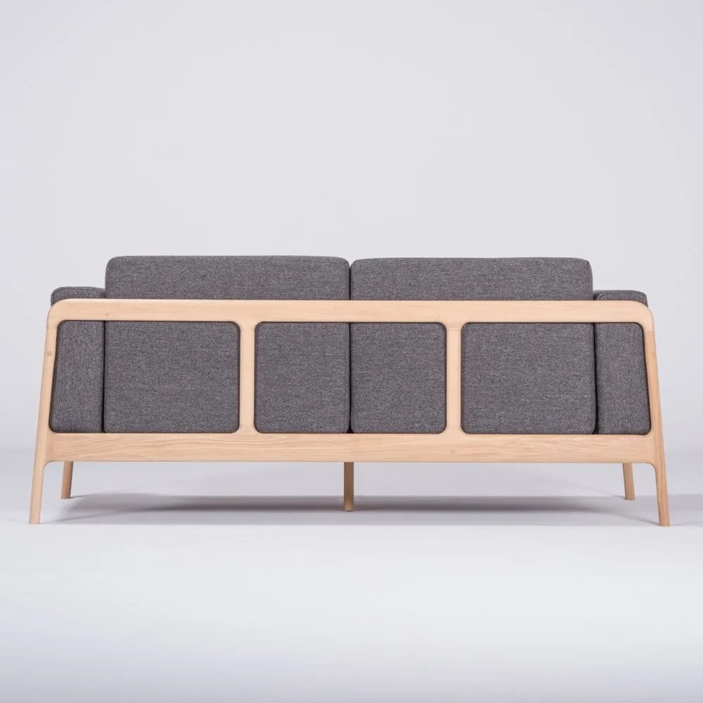 Canapea cu structură din lemn de stejar Gazzda Fawn, 180 cm, gri închis