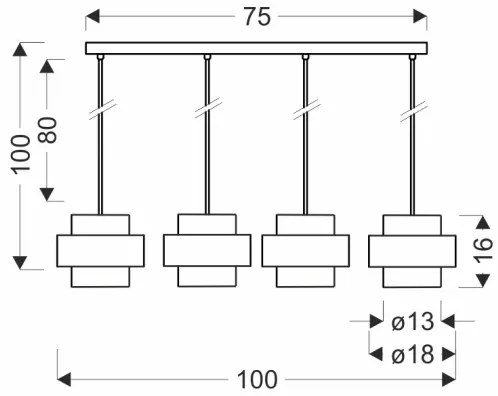 Lustră pe cablu SPIEGA 4xE27/60W/230V auriu/negru